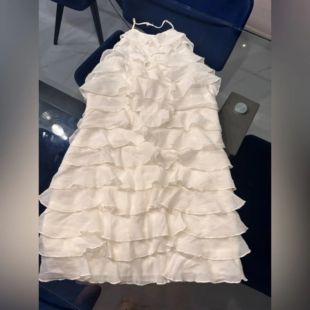Chic Ivory Ruffle Dress - Picture 2 of 7